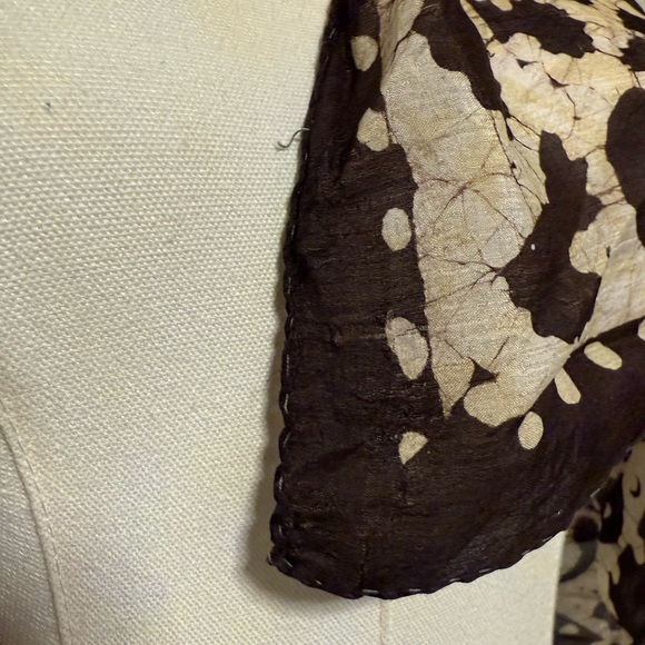 100% Silk Abstract Print Square Scarf | Brown & Cream - Picture 5 of 5